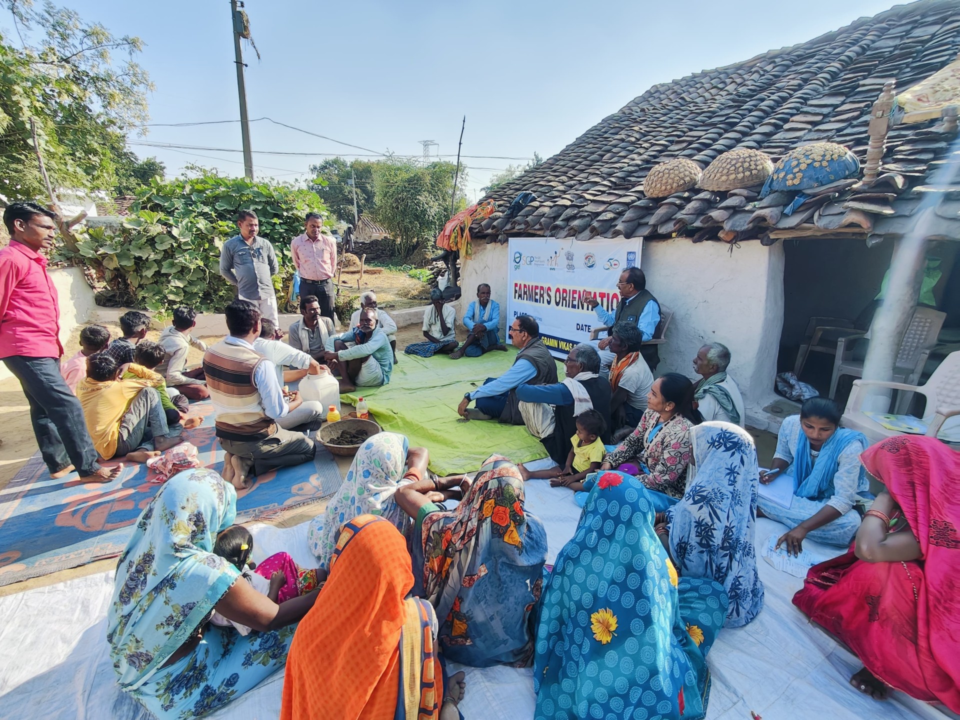 Farmers orientation meeting in a Bundelkhand village
